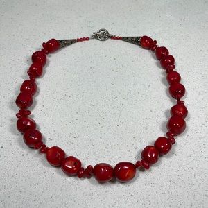 Red Coral Bead Necklace
